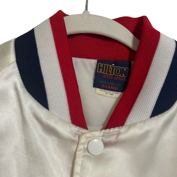 Vintage Hilton White Satin Bomber Jacket Florida Law Enforcement Games Men’s XL - Picture 4 of 15